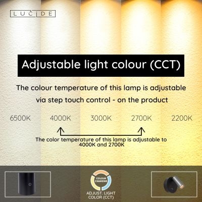 Lucide TONI - Rechargeable Wall spotlight / Wall light - Battery pack - Ø 8,1 cm - LED Dim. - CCT - 1x2W 2700K/4000K - Motion Sensor (deactivatable) - Magnetic - Grey iron